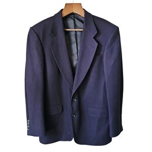 Oscar DeLaRenta 40R navy wool cashmere blazer jacket